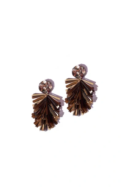 Simitri Petal Fringe Earrings In Brown