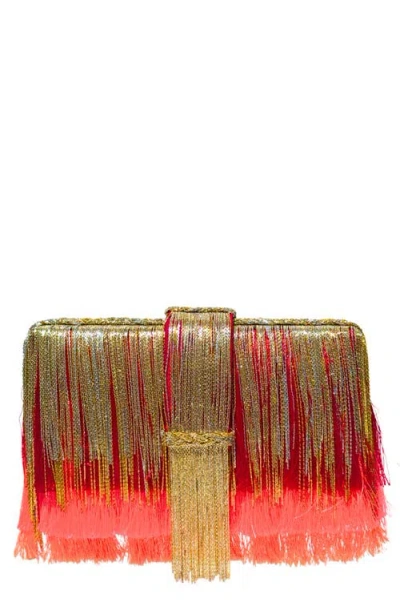 Simitri Tassel Ombre Clutch In Red