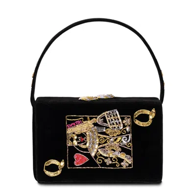 Simitri Women's Black / Gold Black Poker Clutch In Multi