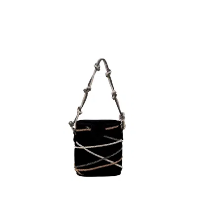 Simitri Women's Black / Gold Knotty Mini Bucket Bag