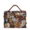 Simitri Women's Black / Gold / Silver Polished Pinata Briefcase Bag
