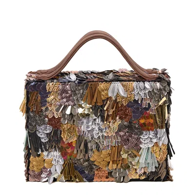 Simitri Women's Black / Gold / Silver Polished Pinata Briefcase Bag
