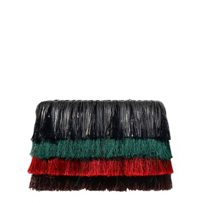 Simitri Women's Black / Green / Red Holiday Ombre' Clutch In Black/green/red