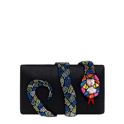 Simitri Women's Black Rainbow Kaa Clutch