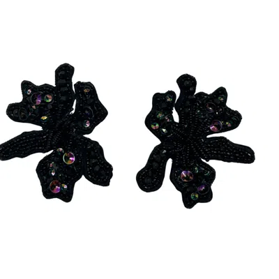 Simitri Women's Black Rose Earrings