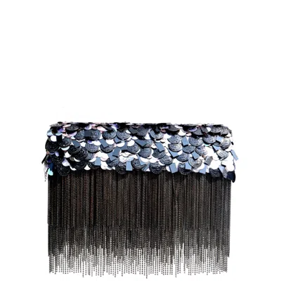 Simitri Women's Black Shimmy Ombre Clutch