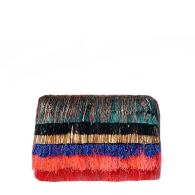Simitri Women's Blue / Gold / Red Winter Ombre' Clutch In Multi
