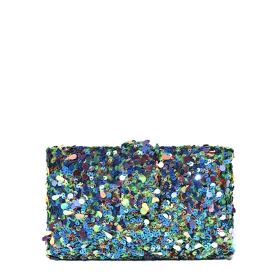 Simitri Women's Blue / Green Peacock Clutch In Multi
