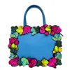 Simitri Women's Blue Valley Of Flowers Tote Bag