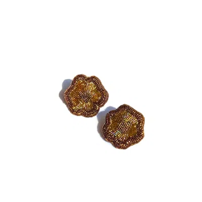 Simitri Women's Brown Antique Bloom Mini Earrings