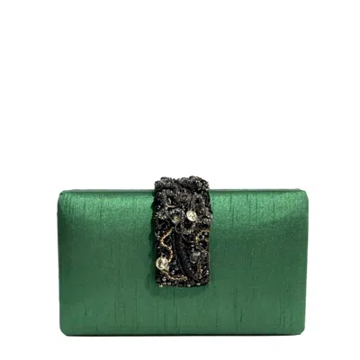 Simitri Women's Evergreen Beaded Fringe Clutch In Green