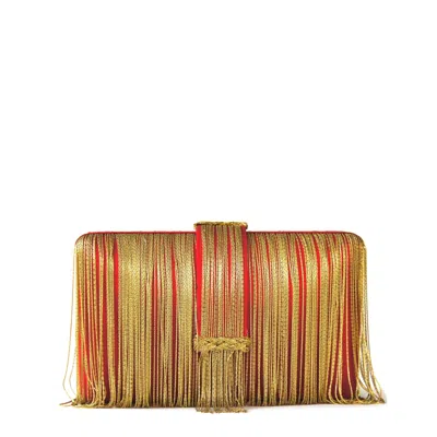 Simitri Women's Gold / Red Red Chunky Clutch In Multi