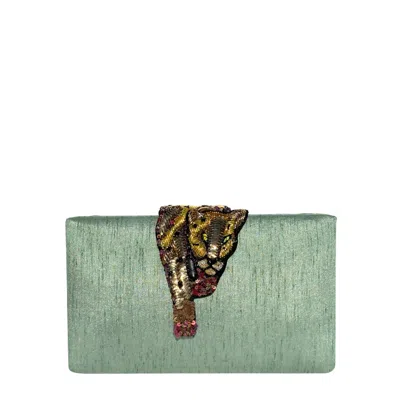 Simitri Women's Green / Gold Sage Raaka Clutch In Multi