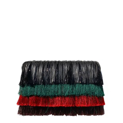 Simitri Women's Green / Red / Black Holiday Ombre' Clutch In Multi