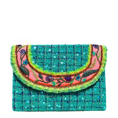 Simitri Women's Green Teal Tweed Envelope