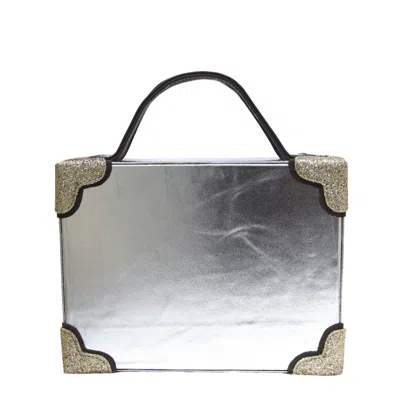 Simitri Women's Grey / Silver Luna Briefcase Bag In Metallic