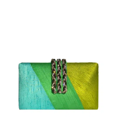 Simitri Women's Key Lime Braided Fringe Clutch In Green