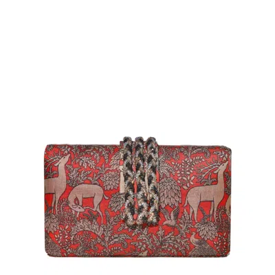 Simitri Women's Neutrals / Pink Bambi Braided Fringe Clutch