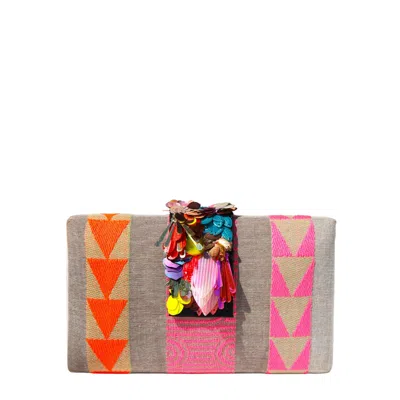 Simitri Women's Pink / Orange Desert Pinata Clutch In Multi
