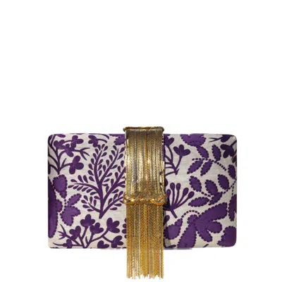 Simitri Women's Pink / Purple Lila Fringe Clutch Bag