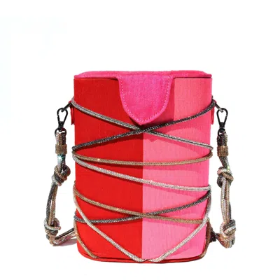 Simitri Gulaab Knotty Bucket Bag In Pink/purple/red