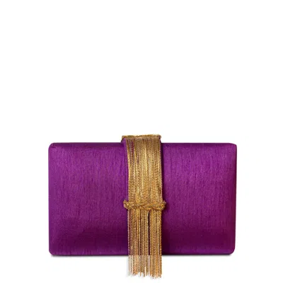 Simitri Women's Purple / Gold Royal Fringe Clutch In Multi