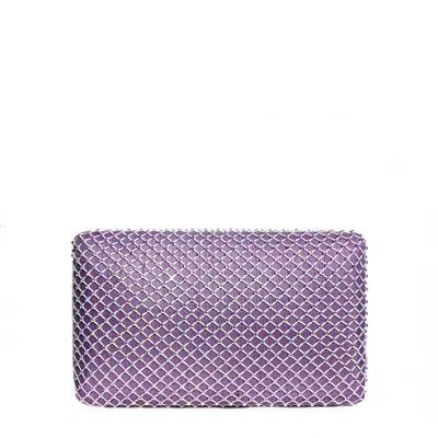 Simitri Women's Purple Lavender Fishnet Crystal Clutch