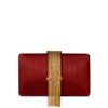 Simitri Women's Red Cherry Fringe Clutch In Red