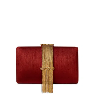 Simitri Women's Red Cherry Fringe Clutch