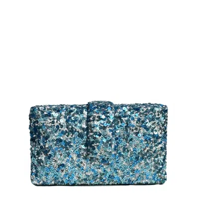 Simitri Women's Silver / Blue Snowflakes Kitsch Clutch In Silver/blue