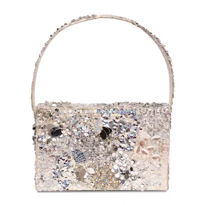 Simitri Women's Silver Siren Box Clutch