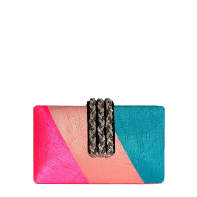 Simitri Women's Sorbet Braided Fringe Clutch