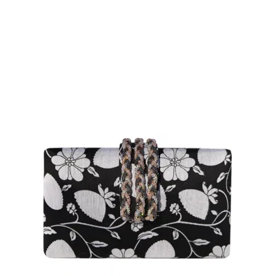 Simitri Women's White / Black Noir Braided Fringe Clutch Bag In Multi