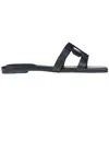 Simkahi Monogram Leather Slides In Black
