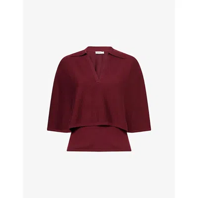 Simkhai Womens Vinna Cape Wool Polo Top Fig In Red