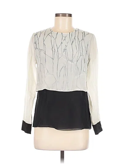Pre-owned Simkhai 3/4 Sleeve Silk Top Ivory Square Neckline Tops In White