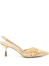 Simkhai Slingback-pumps Dylan Aus Metallic-leder In Gold