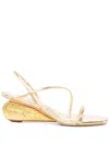 Simkhai Bridget Oyster Shell Wedge Sandal In Gold
