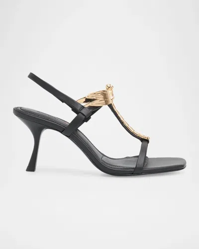 Simkhai 75mm Lula Dragonfly Leather Sandals In Black