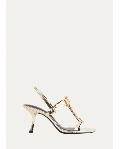 Simkhai 75mm Lula Dragonfly Metallic Leather Sandals In Gold
