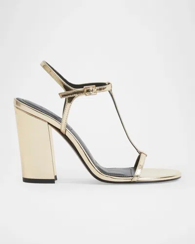 Simkhai 90mm Stacey Metallic Leather T-strap Sandals In Neutral