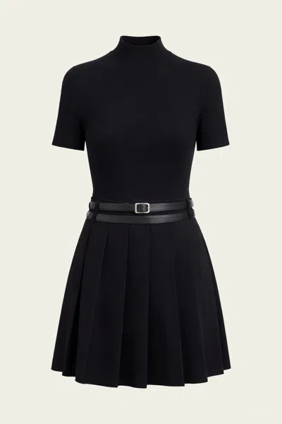 Simkhai Abbie Belted Knit Mini Dress In Black