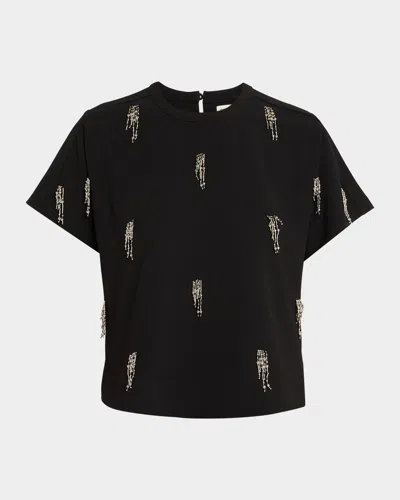 Simkhai Abelia Embellished Crewneck T-shirt In Black