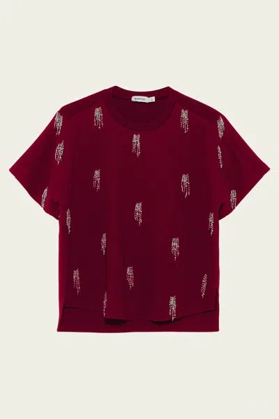 Simkhai Abelia Embellished Top In Oxblood In Burgundy