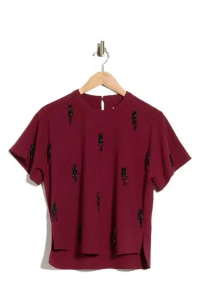 Simkhai Abelia Embellished T-shirt In Burgundy