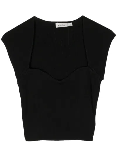 Simkhai Abia Ribbed Crop Top In Black