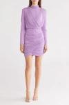 Simkhai Abrah Mock Neck Long Sleeve Dress In Purple
