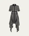 Simkhai Abrielle Geometric-print Midi Dress In Black