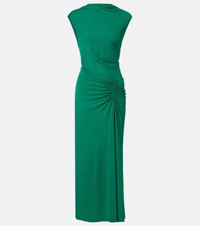 Simkhai Acacia Draped Jersey Maxi Dress In Green