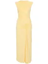 Simkhai Acacia Cowl-neck Gathered Maxi Dress In Yellow